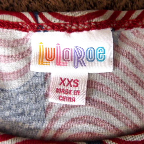 LulaRoe American Flag Fourth of July Classic T XXS - Picture 7 of 7